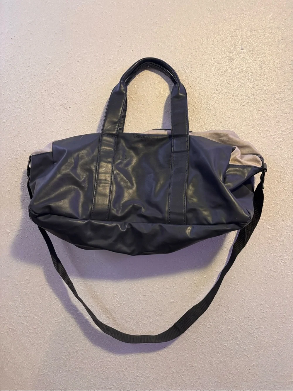 Calvin Klein Black Faux Leather Tote with Logo